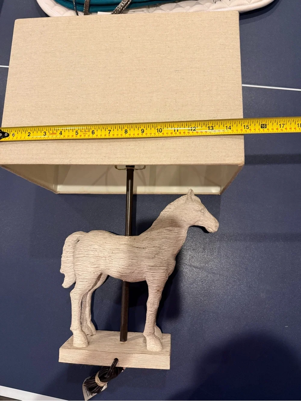 Horse Table Lamp with Beige Shade